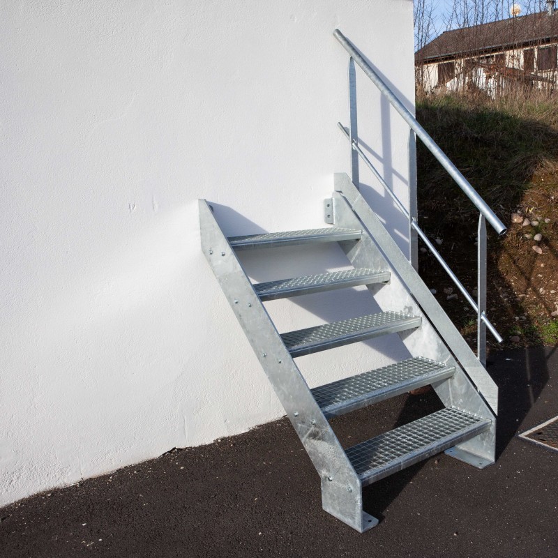 Escalier Acier Droit Industriel H900 La900 1 Garde Corps